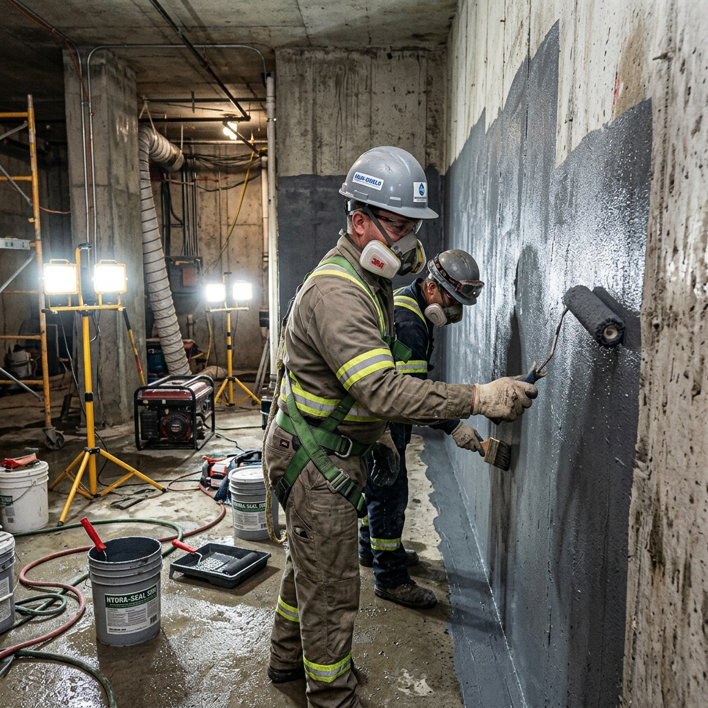 Underground concrete crystalline coating